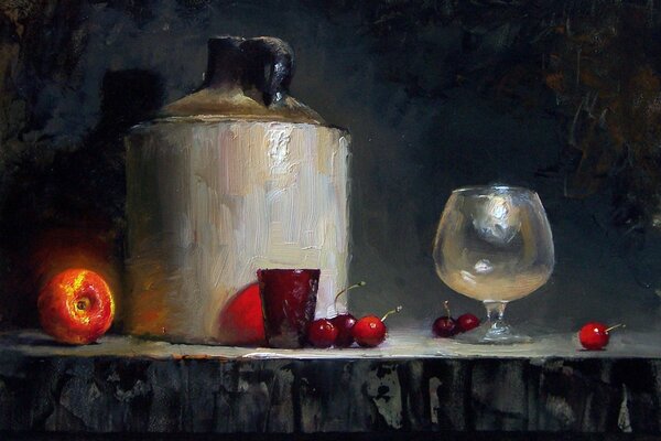 Nature morte sur fond sombre