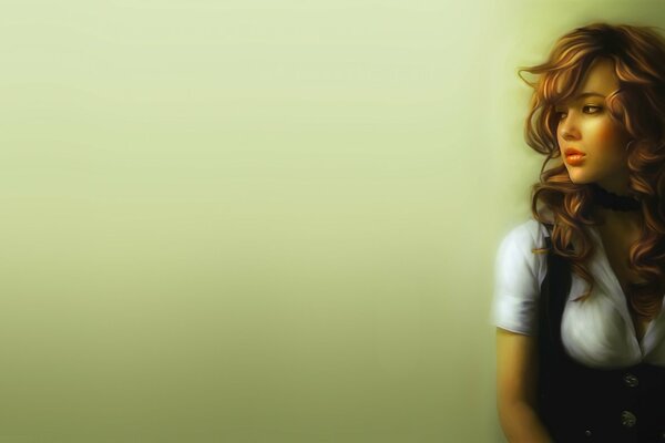 Girl with long curly hair