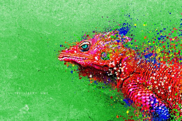 Reptile lumineux couleur peinture