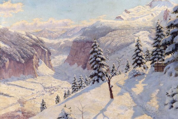 Paysage d hiver de Boris Bessonov dans les montagnes