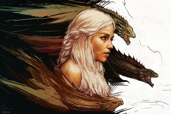 Drawing of the Mother of Dragons from Game of Thrones