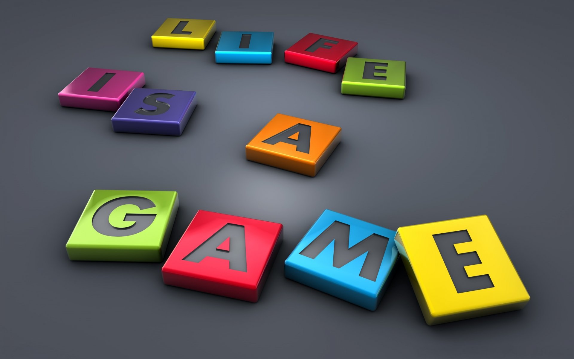 life is a game life game colored letters grey