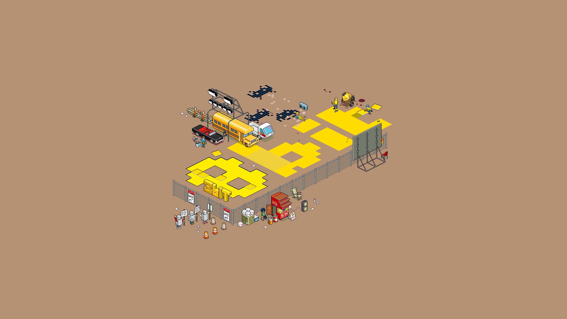 minimalismo 8-bit pixel art grafica pixel proiezione lettering