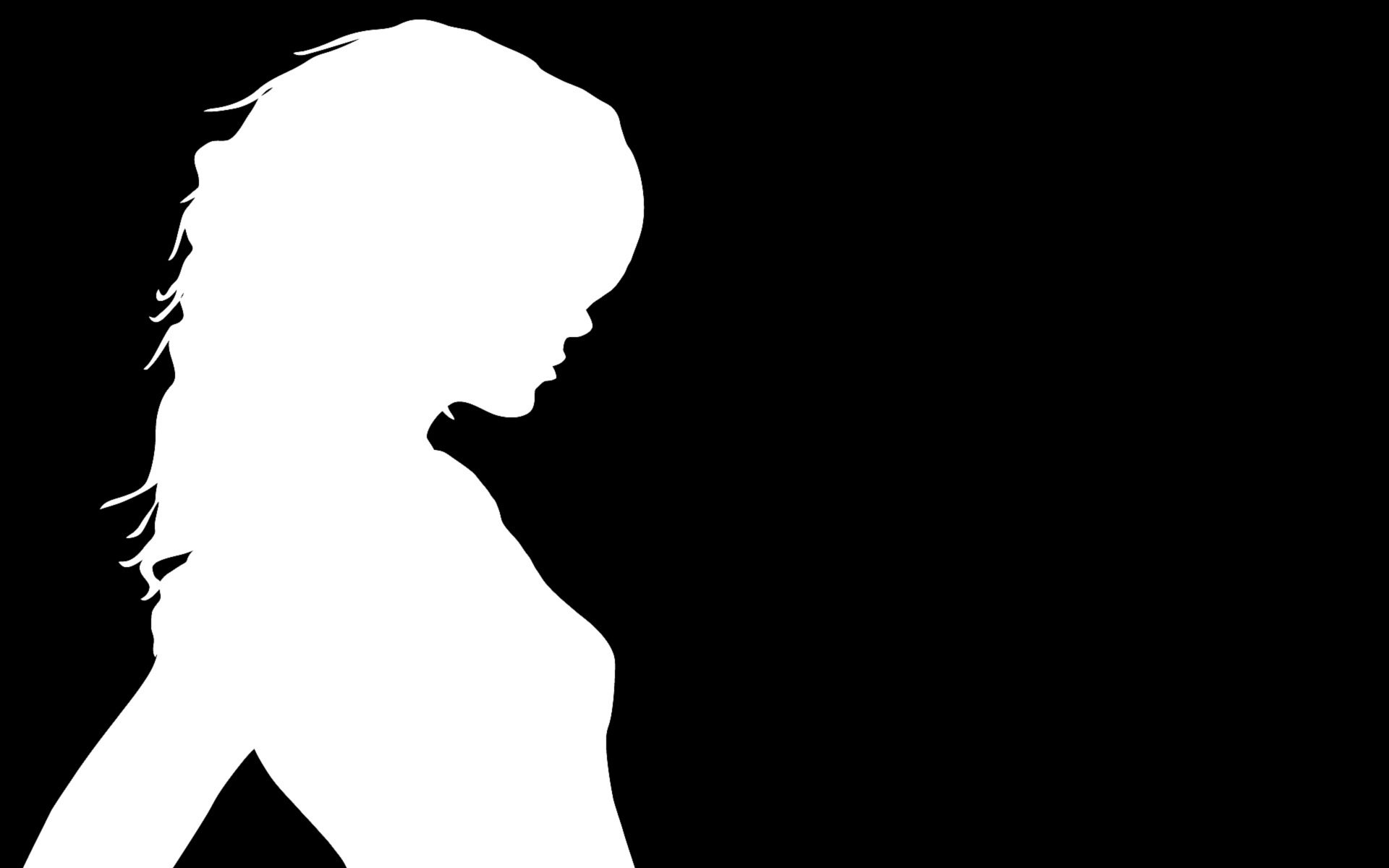 ilhouette girl background black minimalism