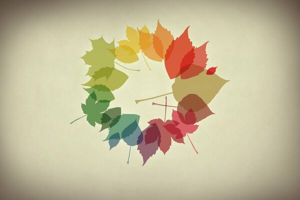 Automne multicolore feuilles minimalistes