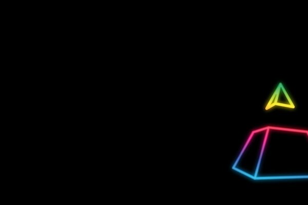 LED multicolored geometric shapes on a black background