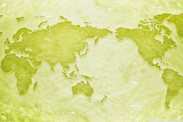 Map of the planet in green background