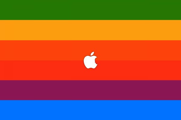 Apple-Logo auf dem Hintergrund der hellen Streifen