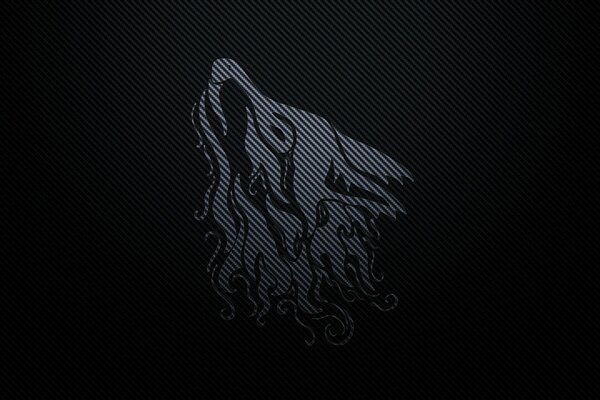 A textured wolf on a black background