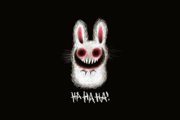 Laughter of the sinister hare in the drawing