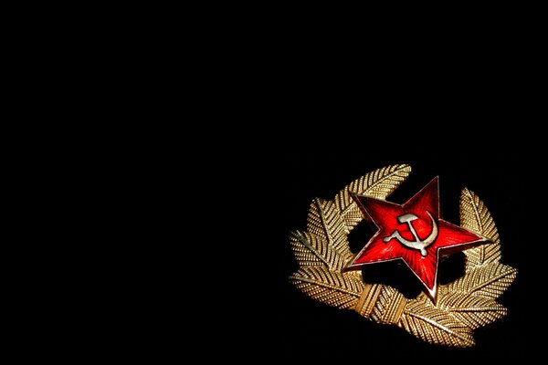 Cockade with red star hammer and sickle