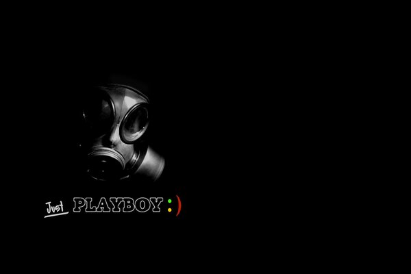 Máscara de gas Playboy sobre fondo negro