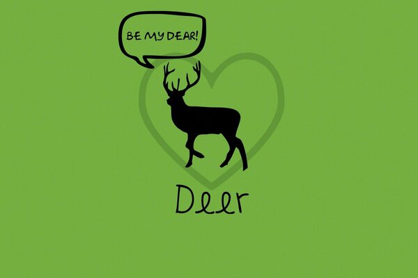 Jeu de mots cerf et amour sur fond vert