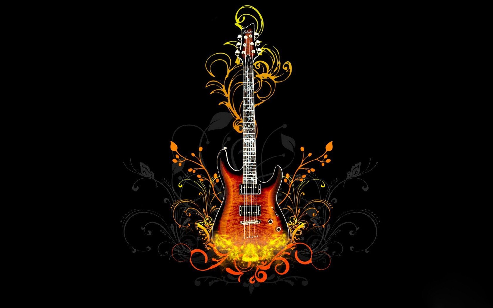 guitarra fuego negro patrón