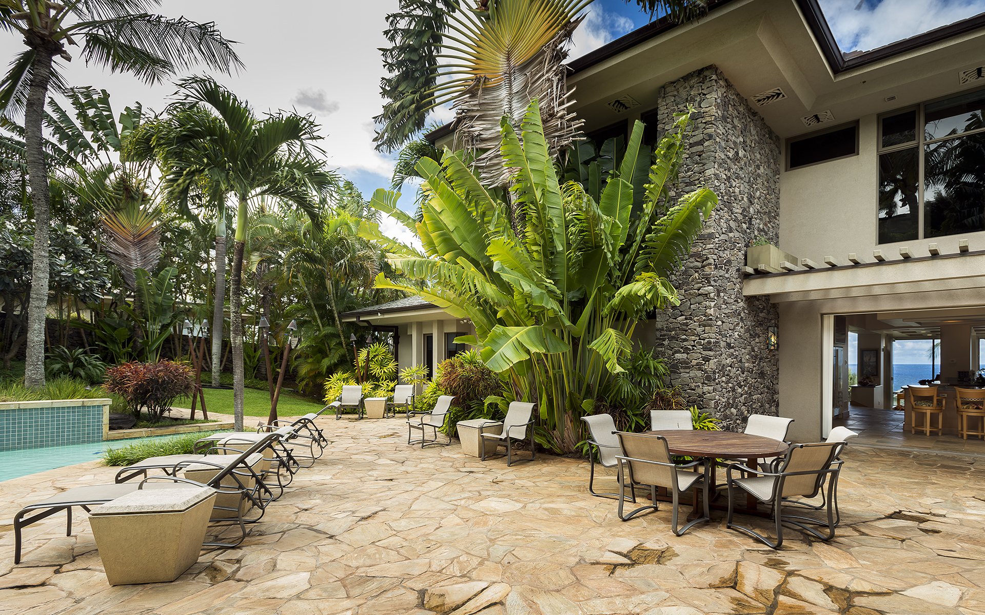 maui hawaii luxury home garden palm pool