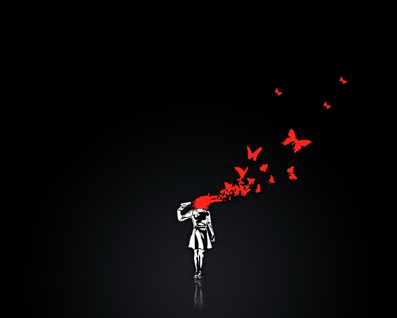 pistola sangre mariposas minimalismo vector negro