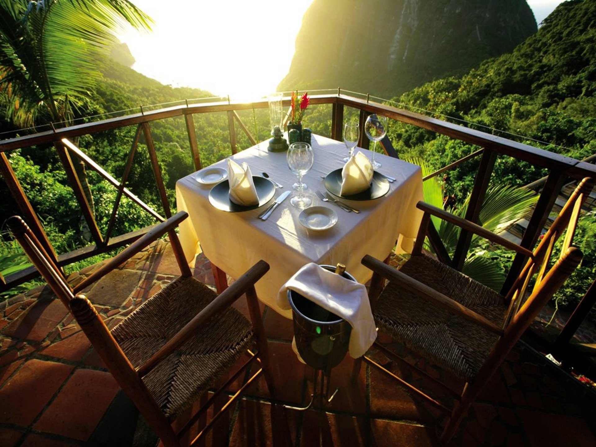 caribbean islands saint lucia table for two mountain view table for two mountains view