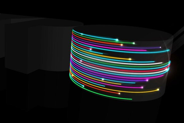 Des rayons néon lumineux enveloppent la silhouette sombre