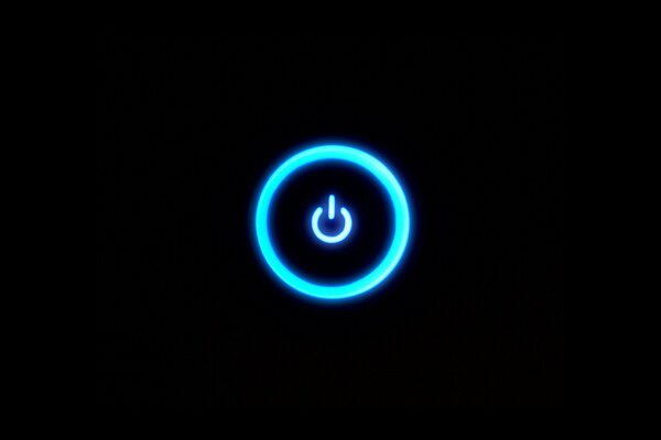 Drawing of neon blue power button