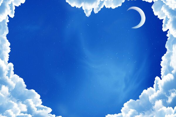 A heart of clouds in a blue sky