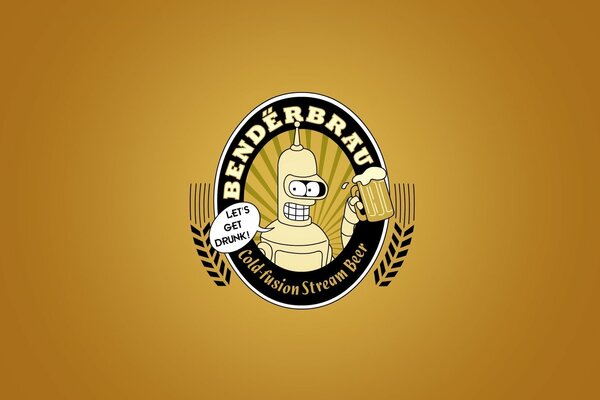 Bendeerbräu Bier Logo auf orangefarbenem Hintergrund