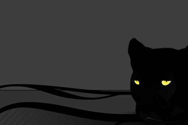 Drawing of a black panther with glowing green eyes