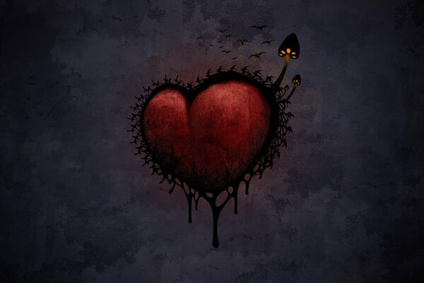 Gloomy wallpaper with a heart