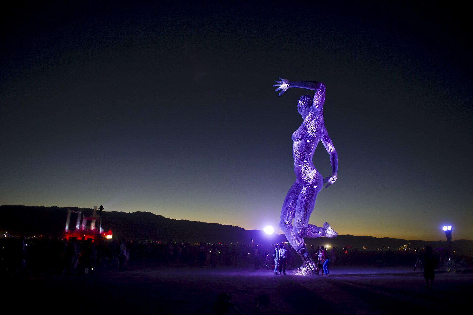 burning man- nevada usa art art people mountains night lady night