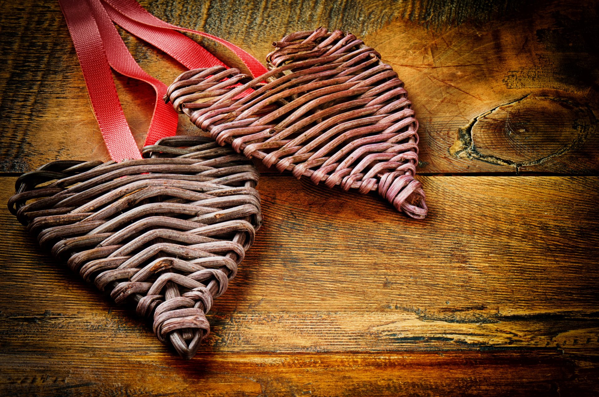 cuori nastri legno