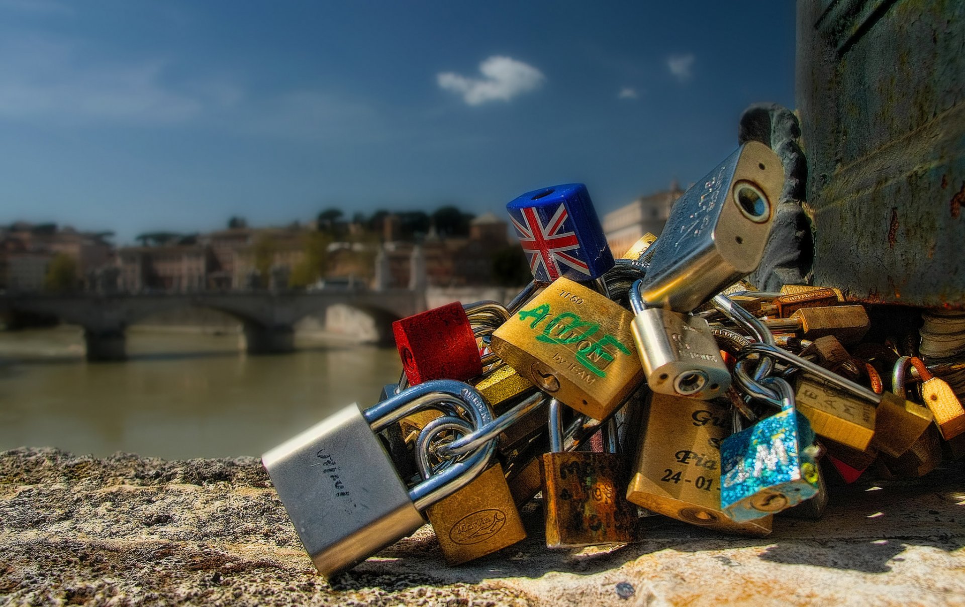 ponte sant angelo st. angelo bridge rome italy bridge of st. angelo bridge locks lock