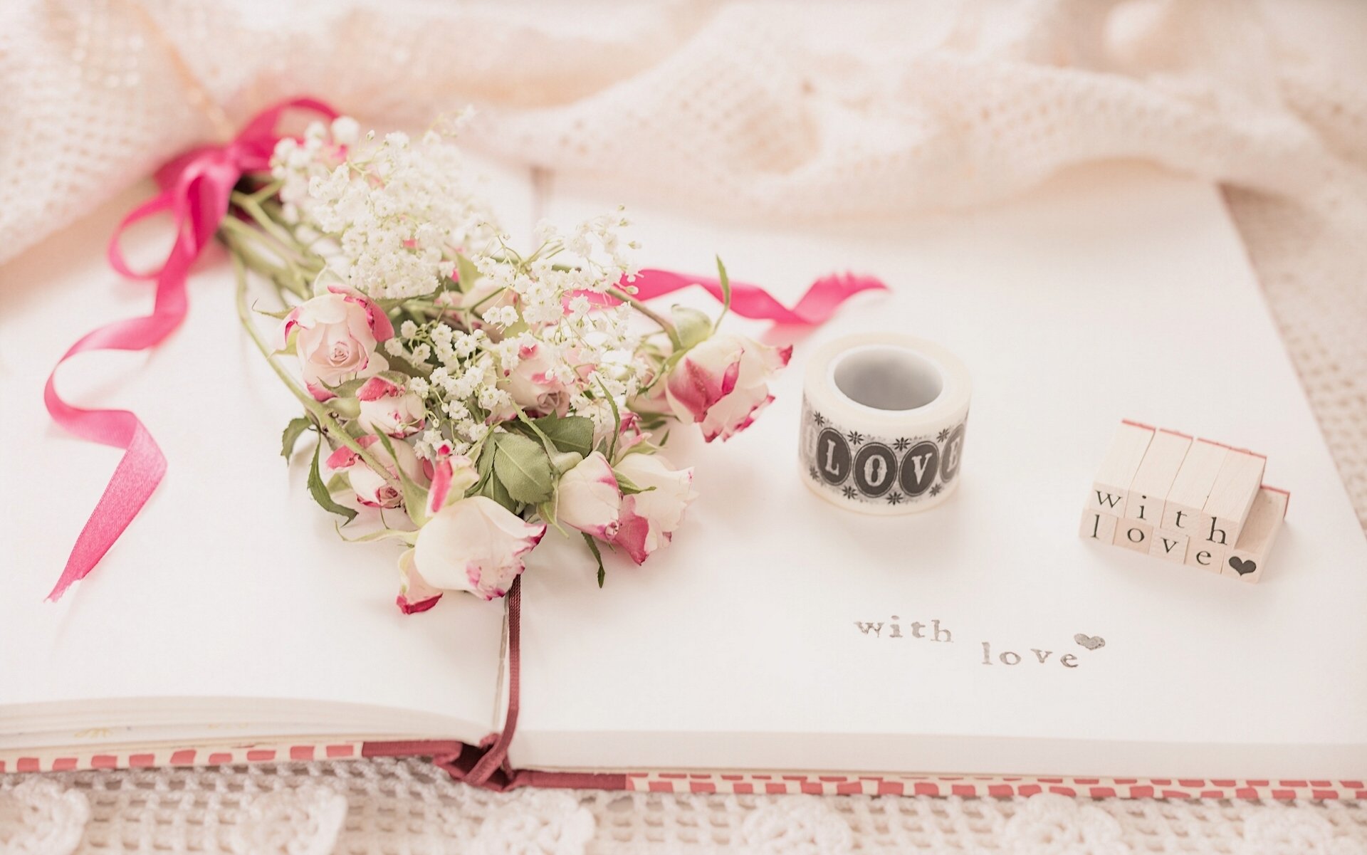 flores ramo rosas cuaderno carta vintage
