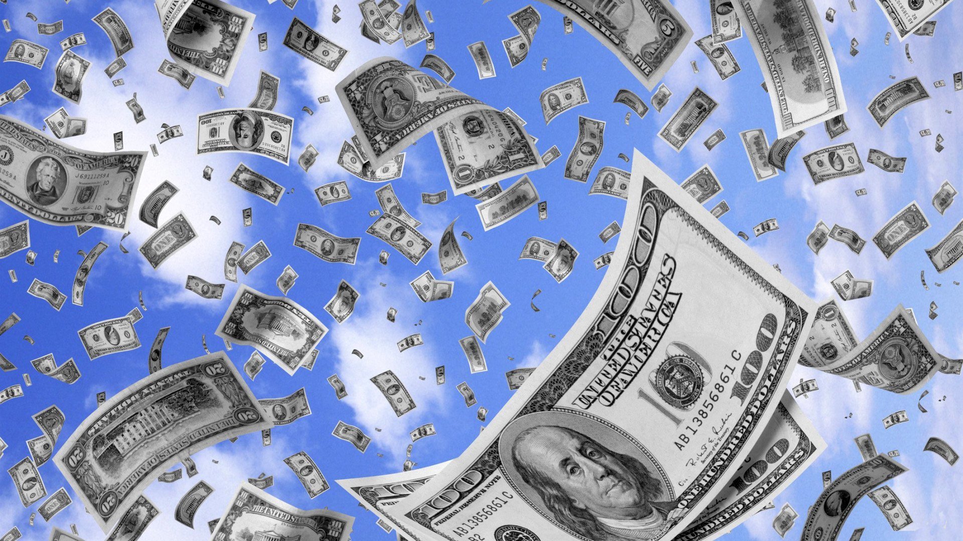 background sky clouds money notes dollar