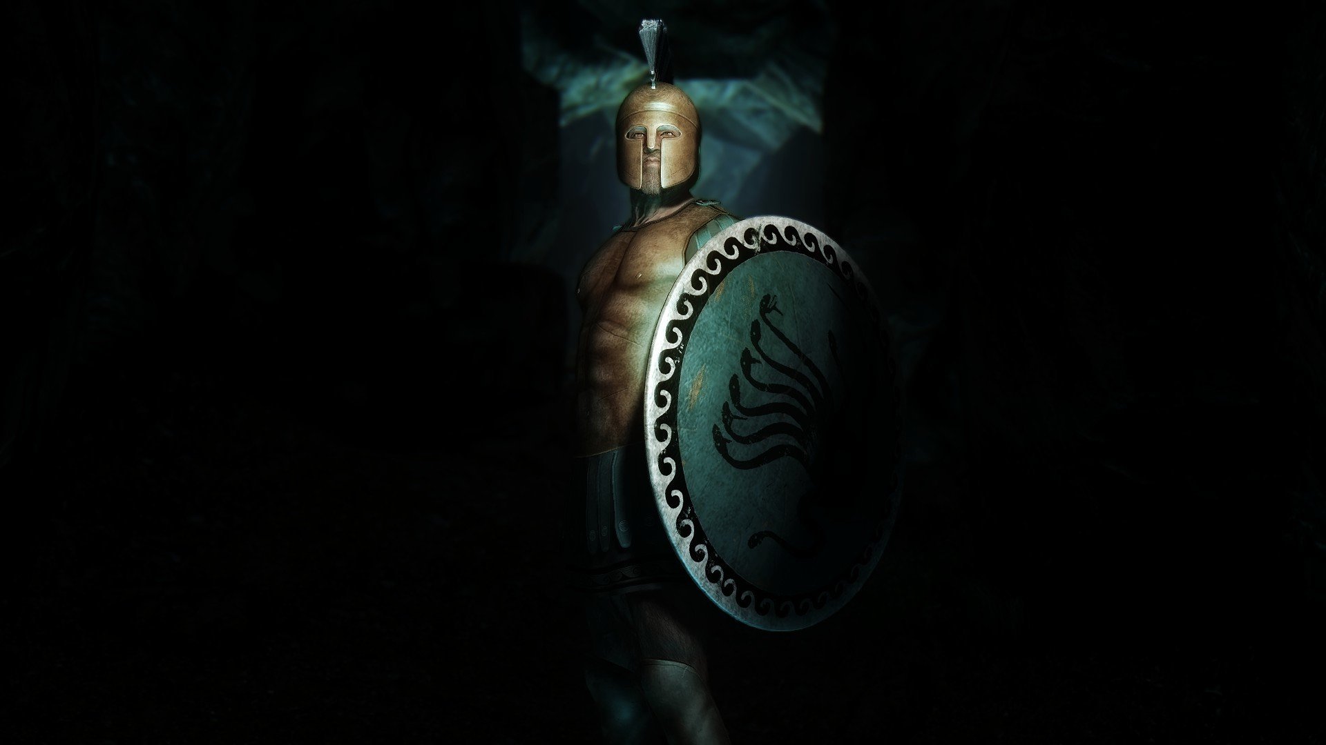 warrior armour helmet shield background