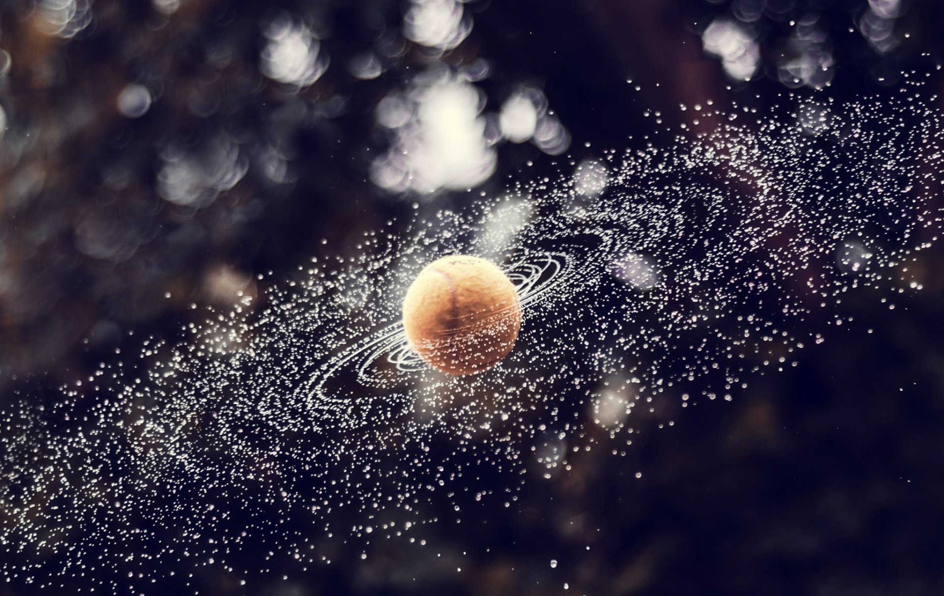 tennis ball spray drops galaxy