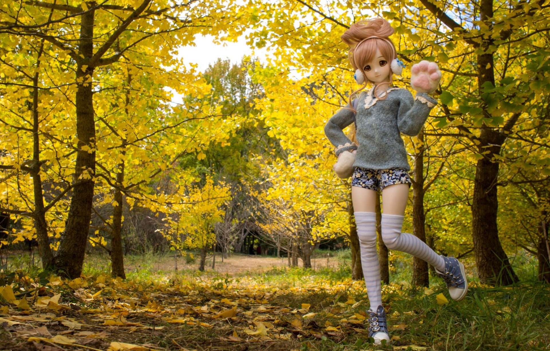 puppe spielzeug bäume blätter herbst natur