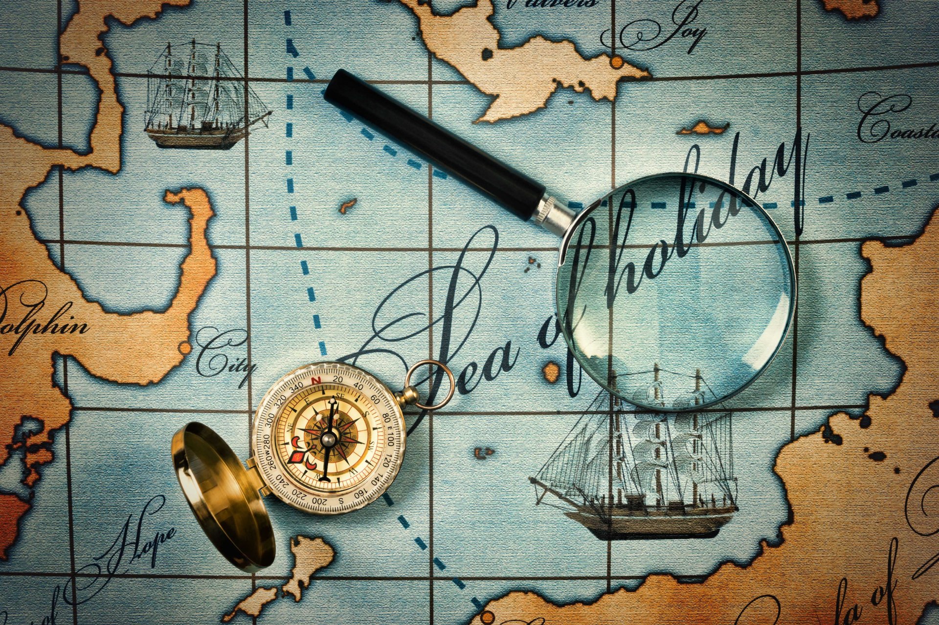 compass magnifying glass ancient map ancient map islands continents sea paths routes ships travel travel my planet wallpaper