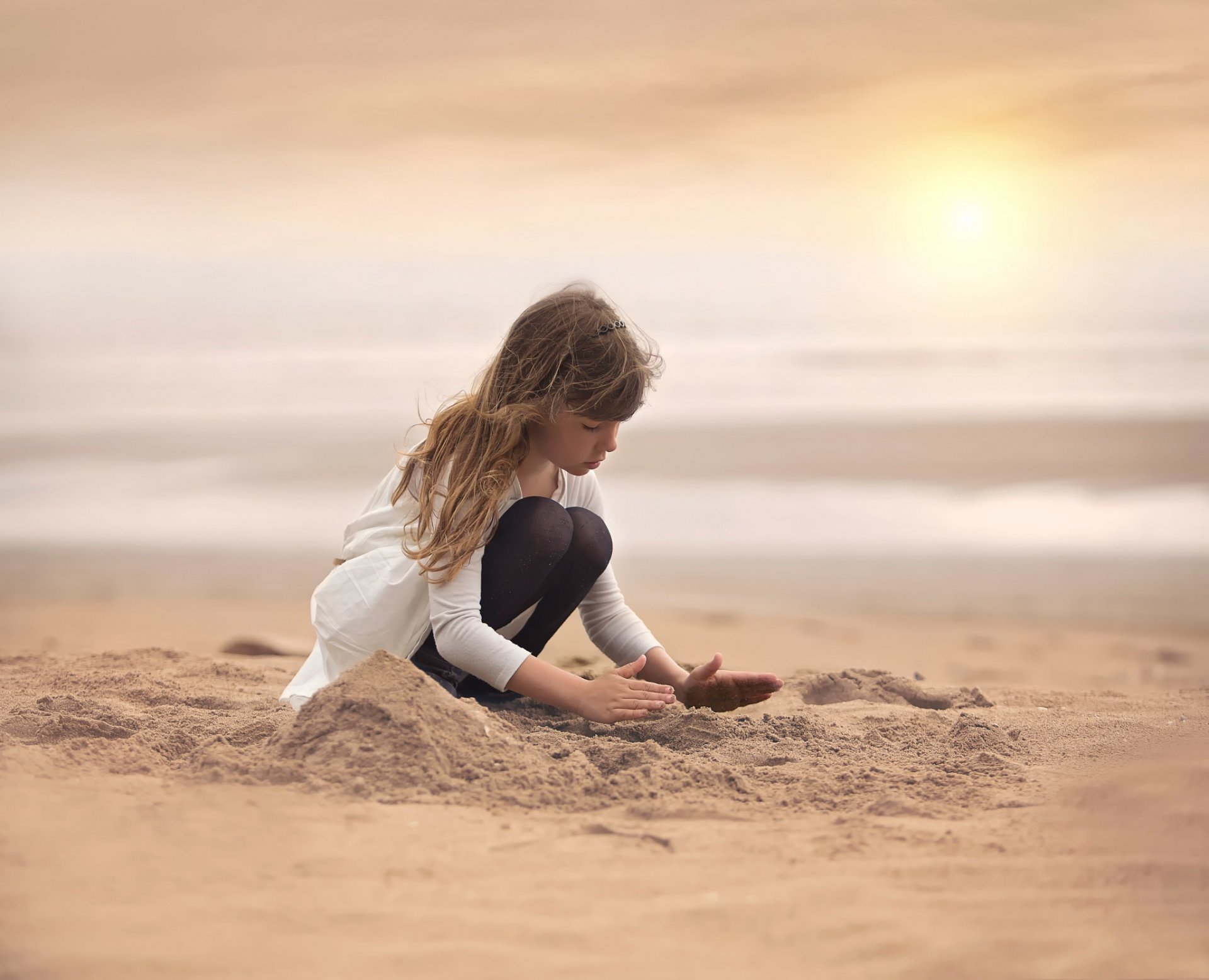 girl sand beach creativity