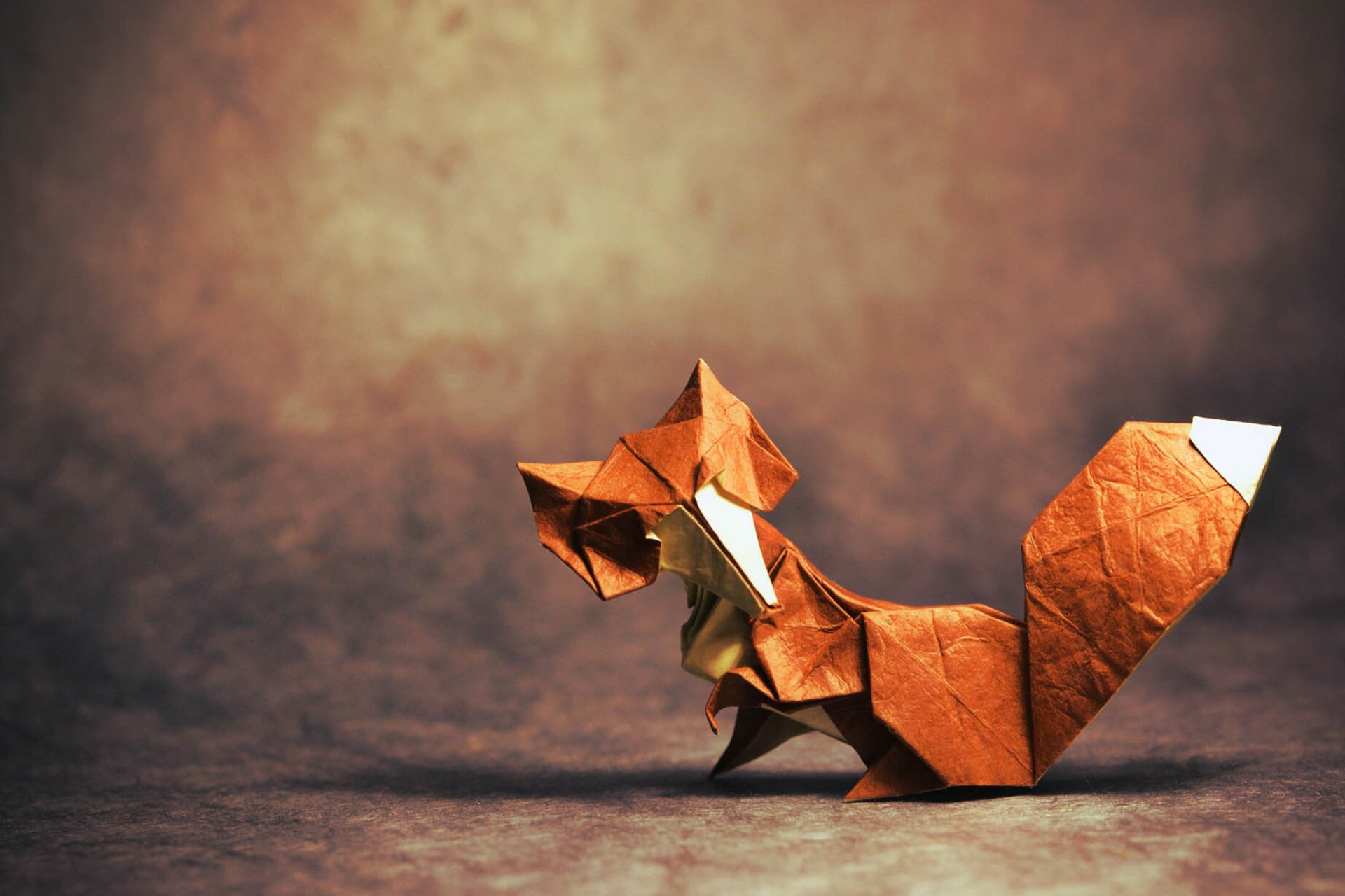 origami fox looking tail shadow looking