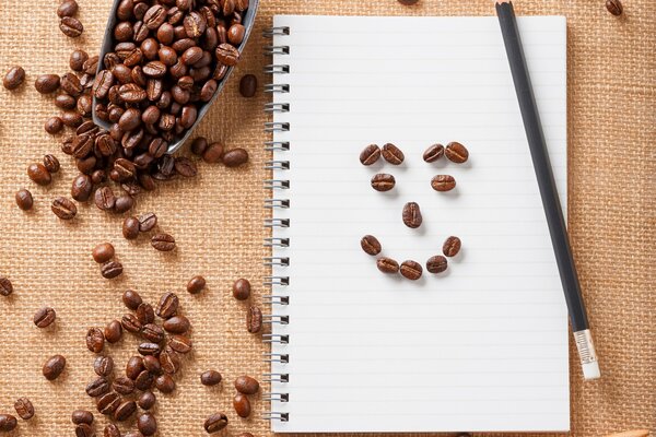 Smile in the morning from coffee beans