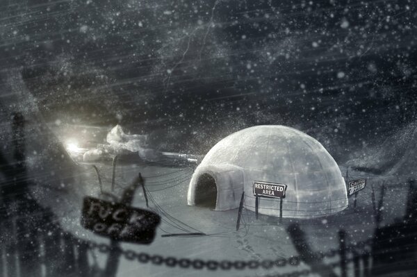 Invierno. Noche. Casa de hielo