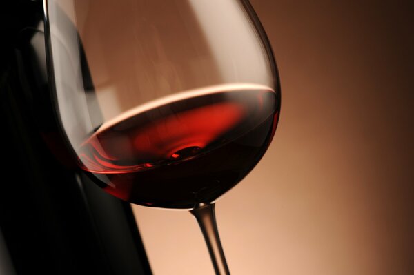 Glass of red wine with reflection