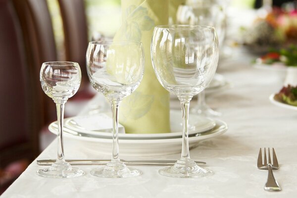 Still life with glasses table setting
