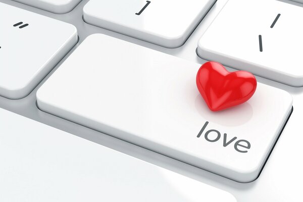 Keyboard love and heart romance
