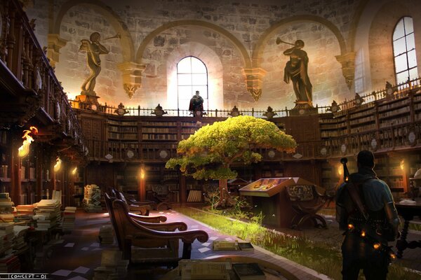 Biblioteca de madera kluz reyes cuartos y por el medio de la madera