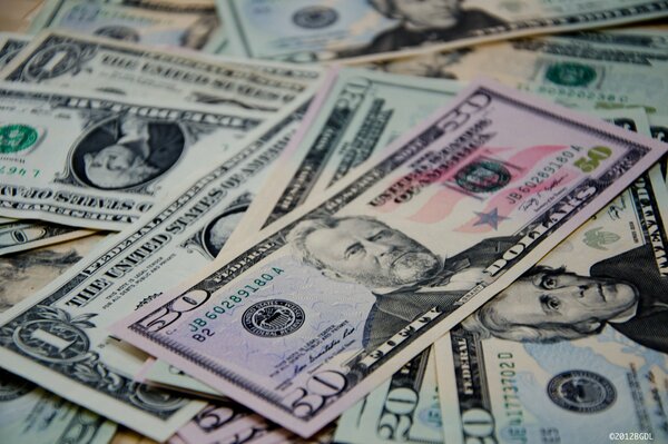 Fotografia macro di dollari americani in piccole banconote