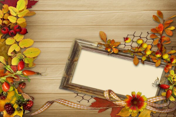 Vintage photo frame on an ossene background