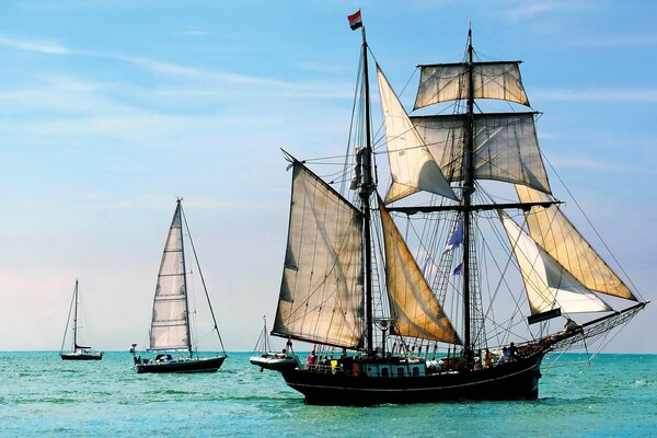 Sailboat in the open sea
