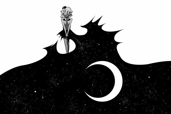 Allez pour un tatouage sur le dos avec la fille et la lune