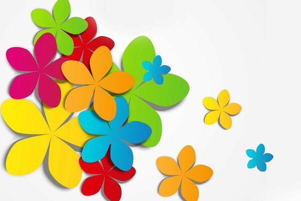 Applique of voluminous petals of different colors