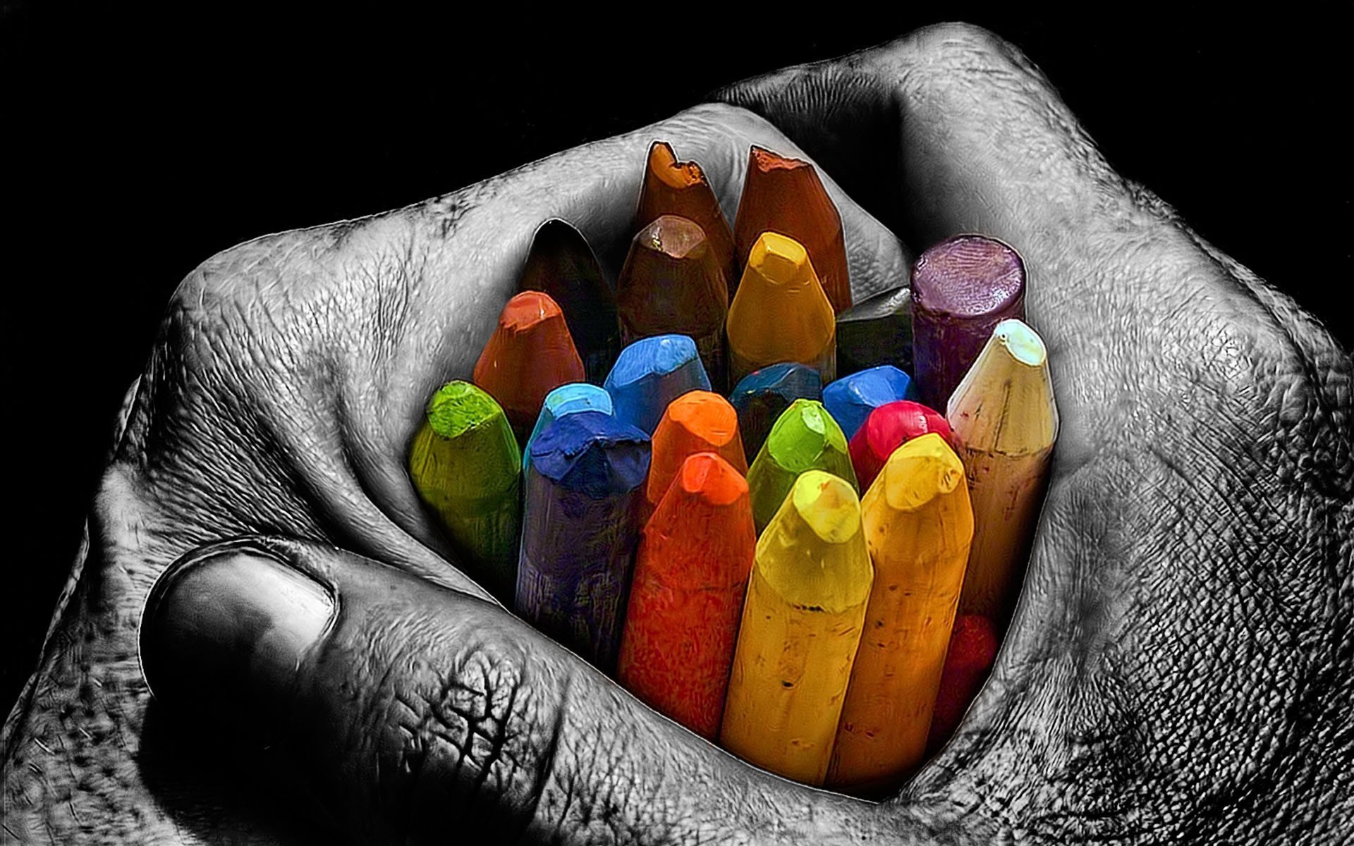 art crayons hands grey wallpaper